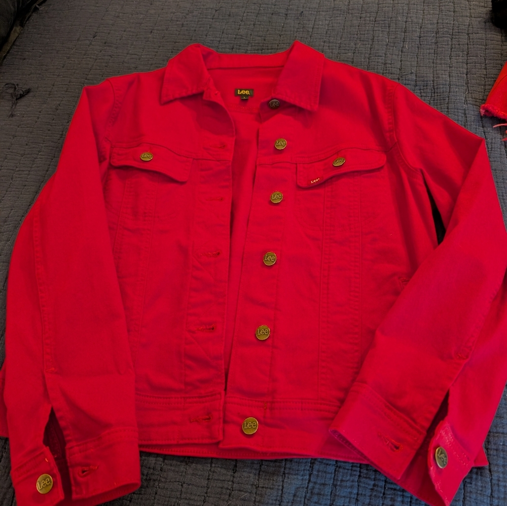 Lee red denim jacket size large